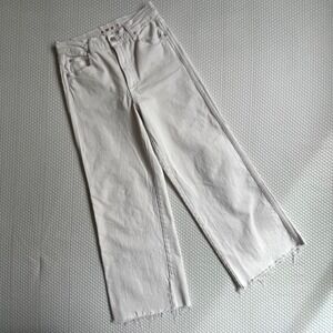 AMO Frida wide leg white oak jeans size 28 raw hem minimalist lowkey elevated
